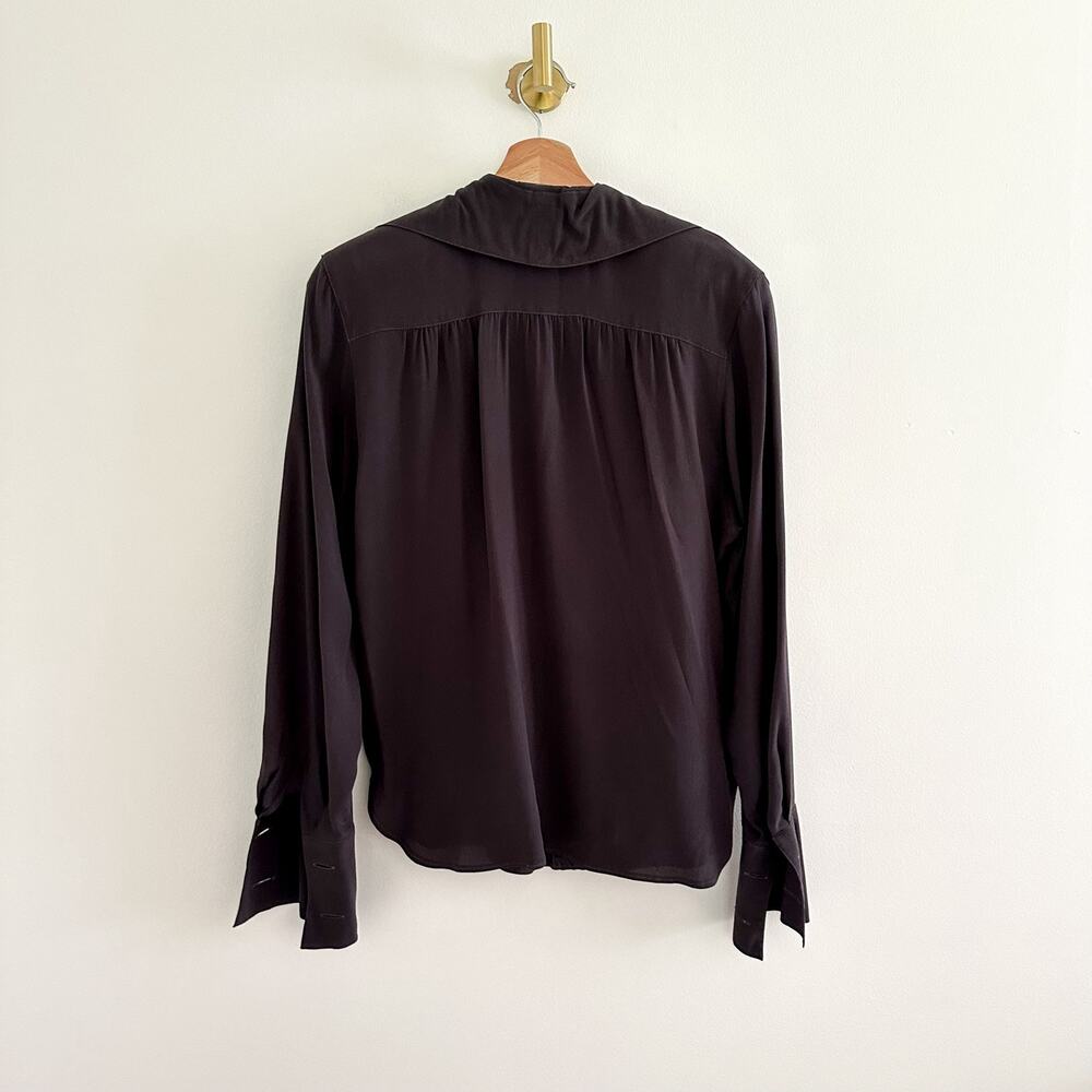 Vintage Laurèl of West Germany Silk Long Sleeve Button Up Shirt Black 36 - Picture 2 of 7